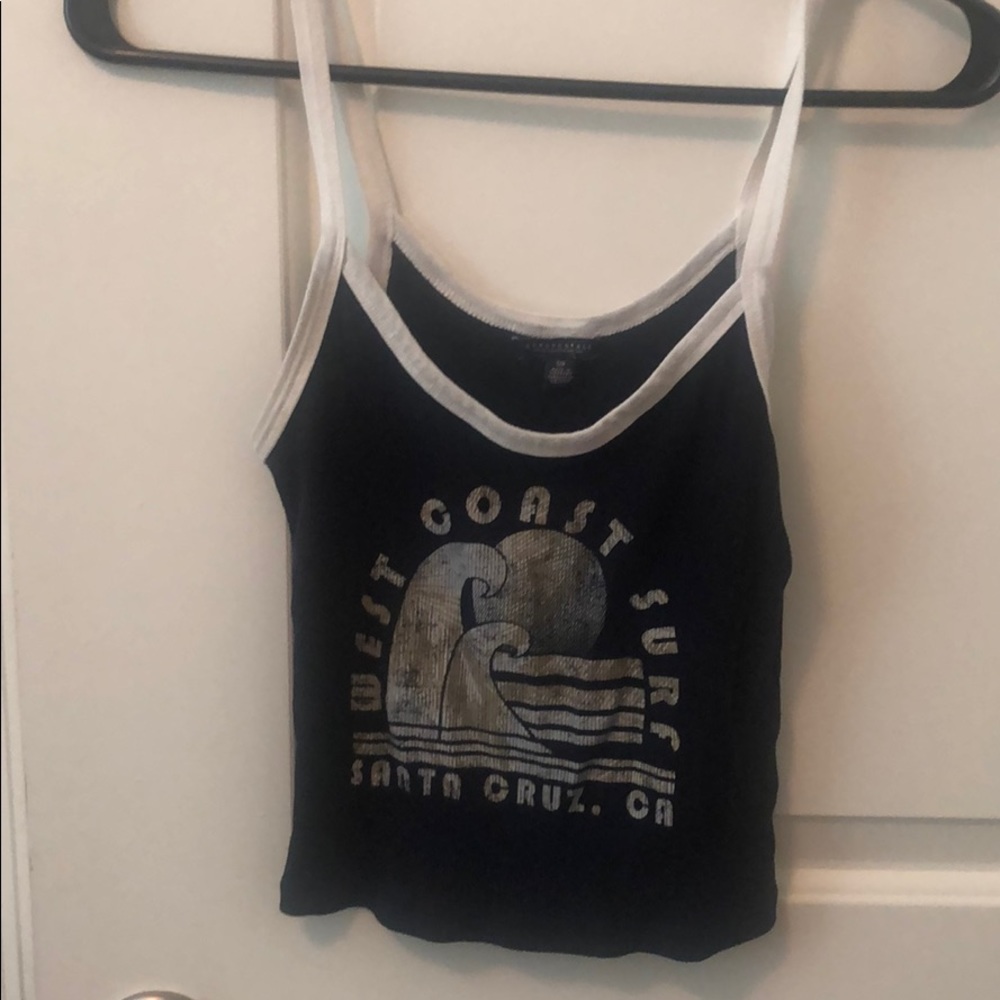 White and blue tank top crop top